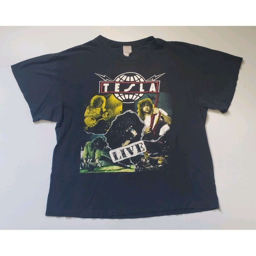 Vtg 1992 Tesla Psychotic Supper Tour T-Shirt XL Tee Jays USA Single Stitch